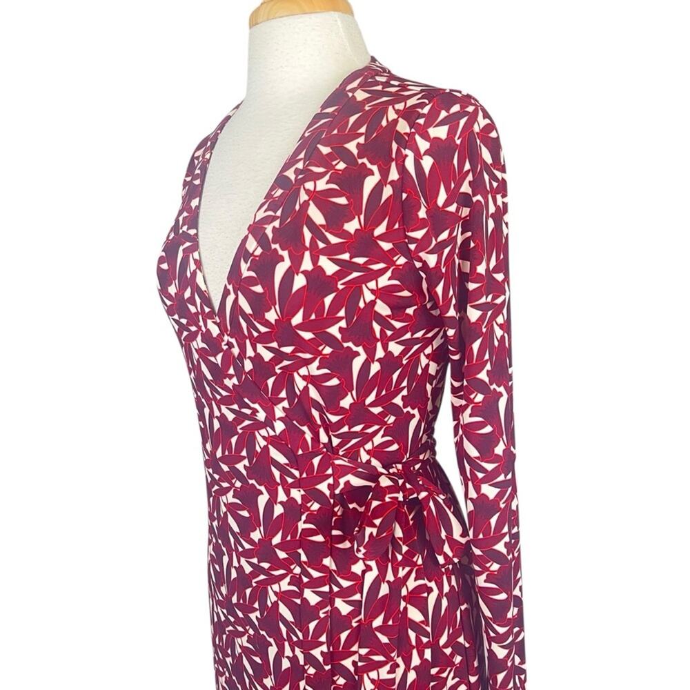Ann Taylor Classic Wrap Dress Women’s 6 Red White Holiday Career Preppy - Picture 4 of 10